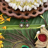 Vriksham Precious Kemp Manga Style Earring-Red Green & White-G20507